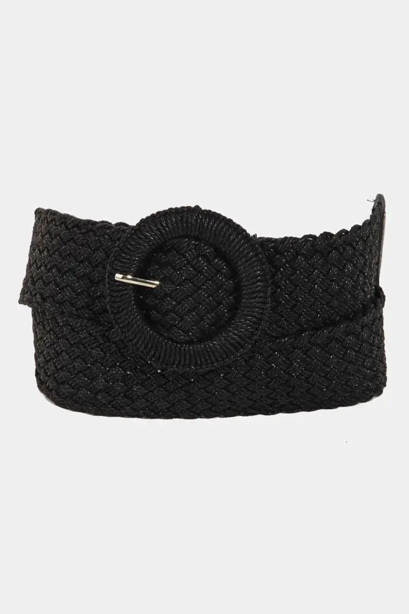Collections by Fame Accessories - Monotone Hoop Buckle Braided Belt