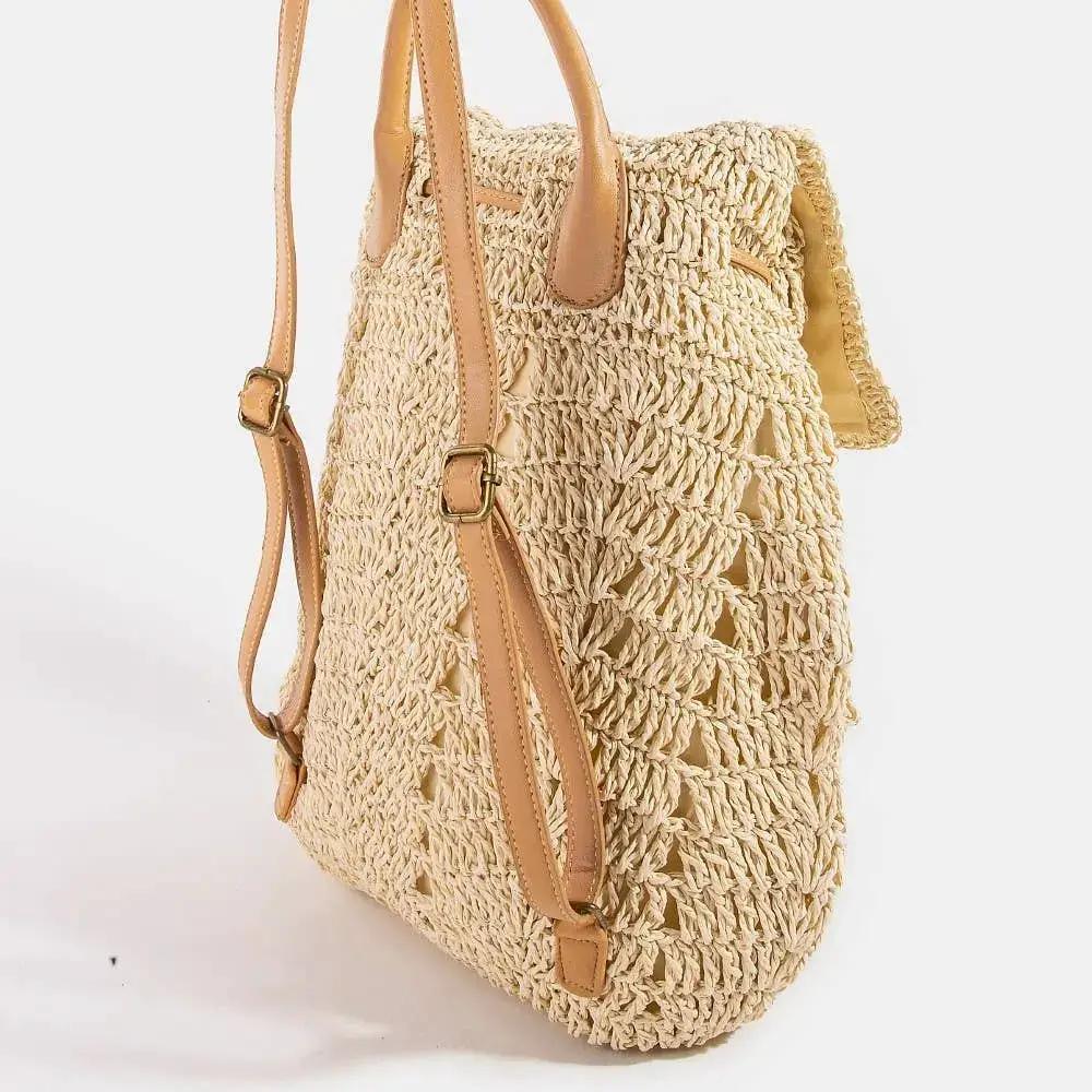 Clothing & Accessories - Straw Braided Fashion Backpack