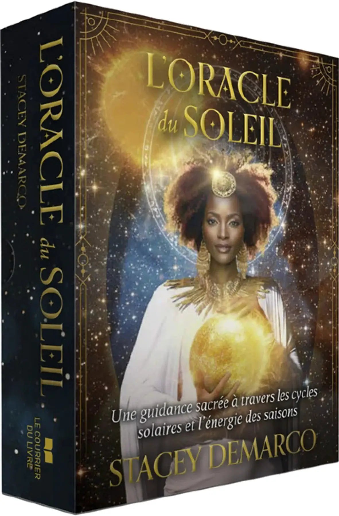 Astro Tarot Oracle: L'Oracle du Soleil (French edition) box with celestial gold design and a glowing orb