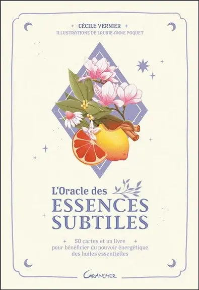 Astro Tarot Oracle deck by Pür Sérénité, L'Oracle des Essences Subtiles (French); pink flowers, orange slice