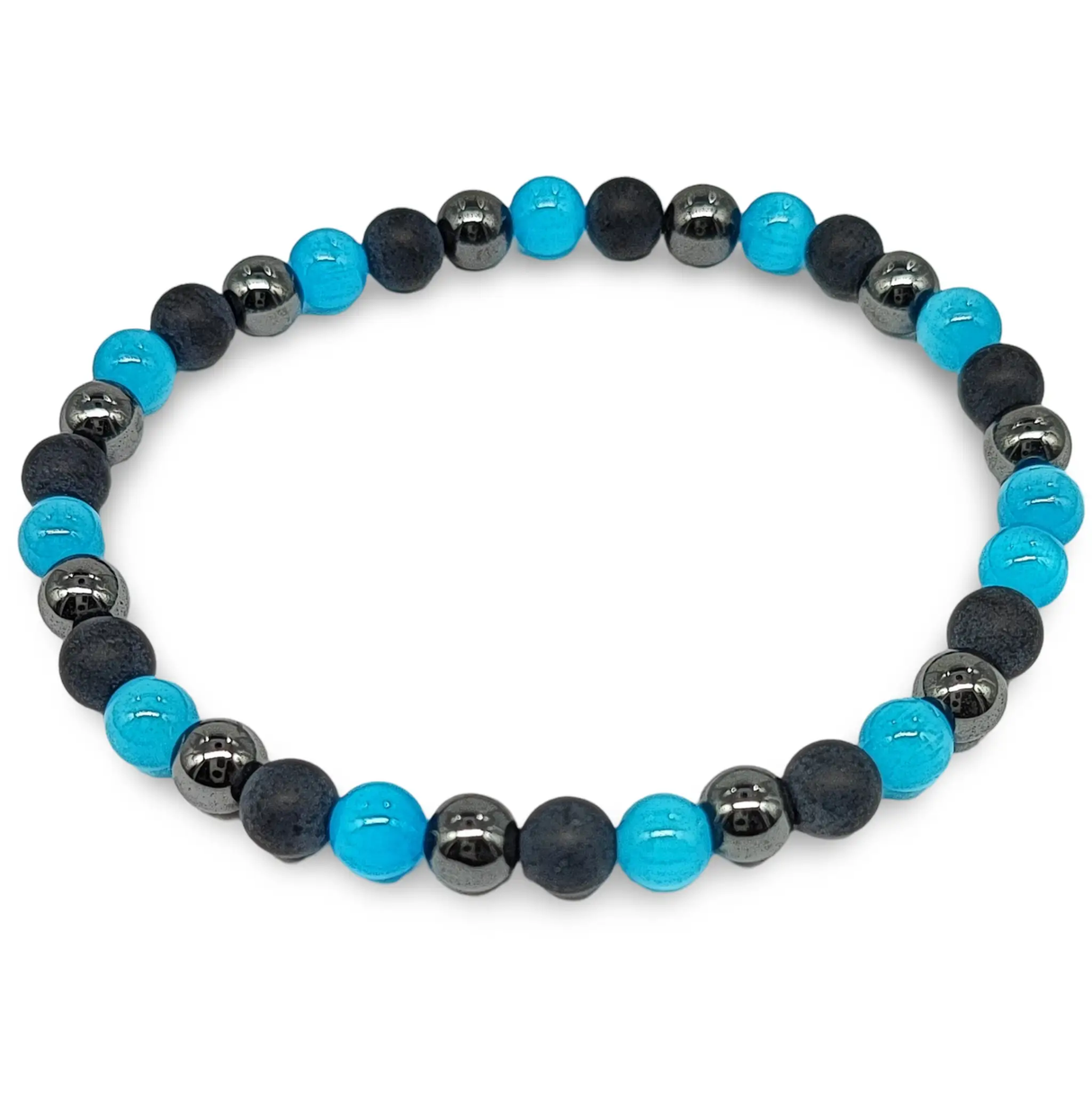 Bracelet -Mixed -Cat Eye -Black Agate -Hematite -6mm