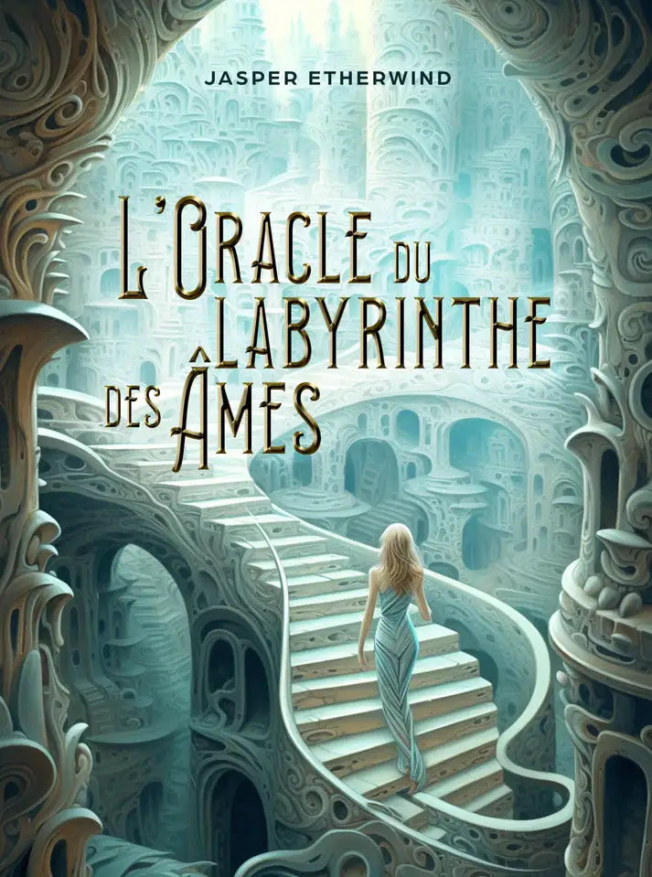 Astro Tarot Oracle deck cover: L’Oracle du Labyrinthe des Ames, teal labyrinth staircase with a woman.