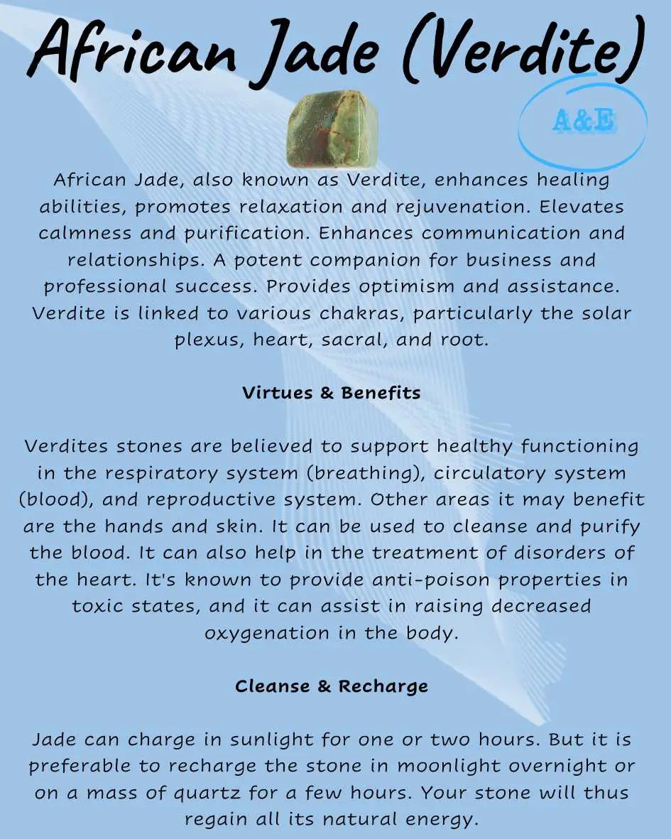 Descriptive Cards - Precious Stones & Crystals - African Jade (Verdite)