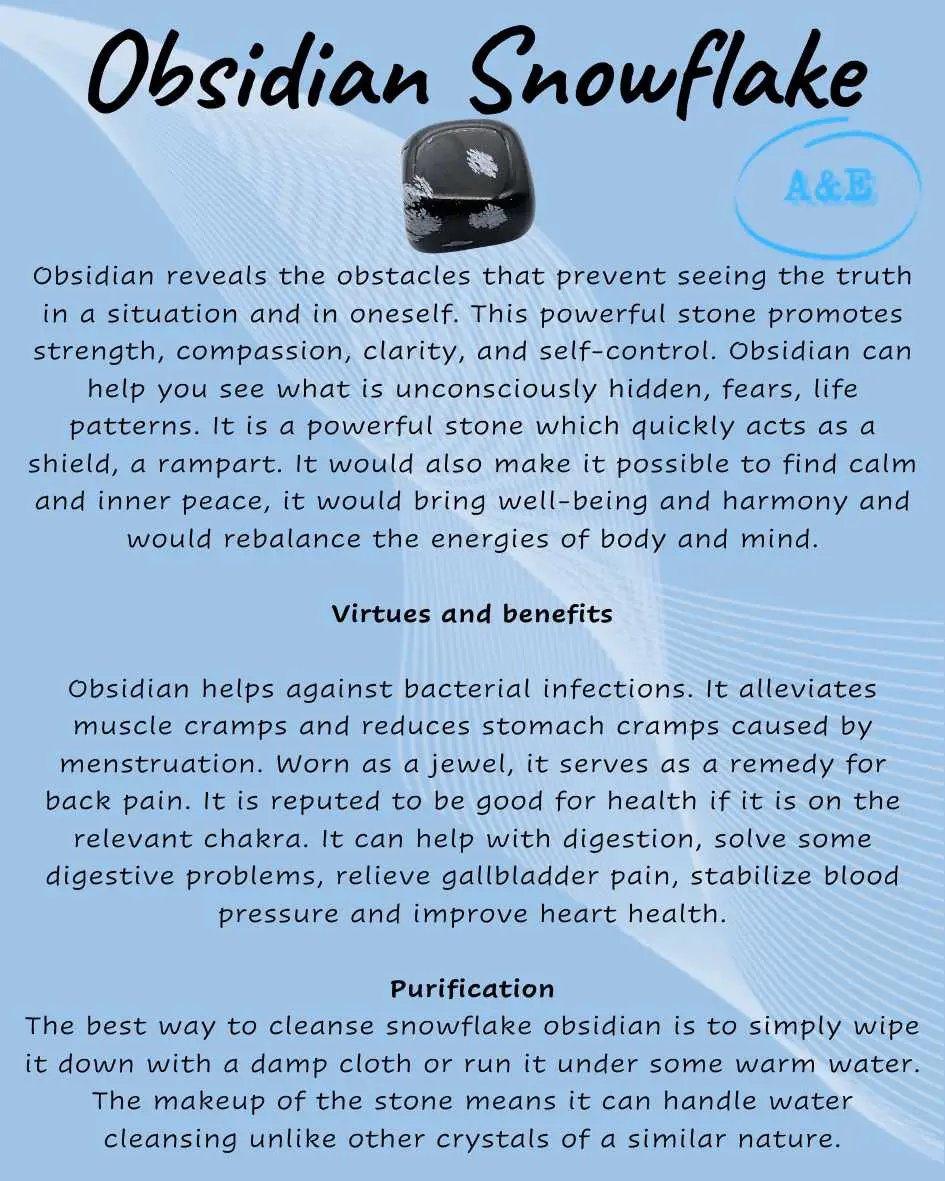 Descriptive Cards -Precious Stones & Crystals -Snowflake Obsidian