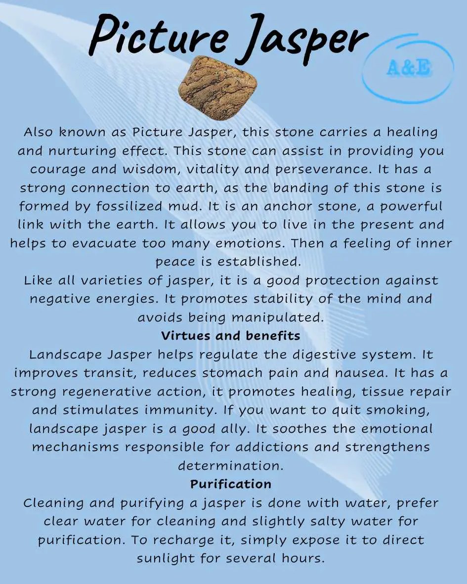 Descriptive Cards -Precious Stones & Crystals -Picture Jasper