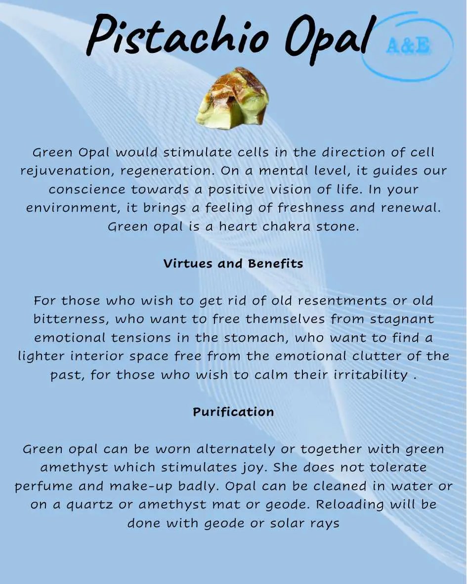 Descriptive Cards -Precious Stones & Crystals -Pistachio Opal