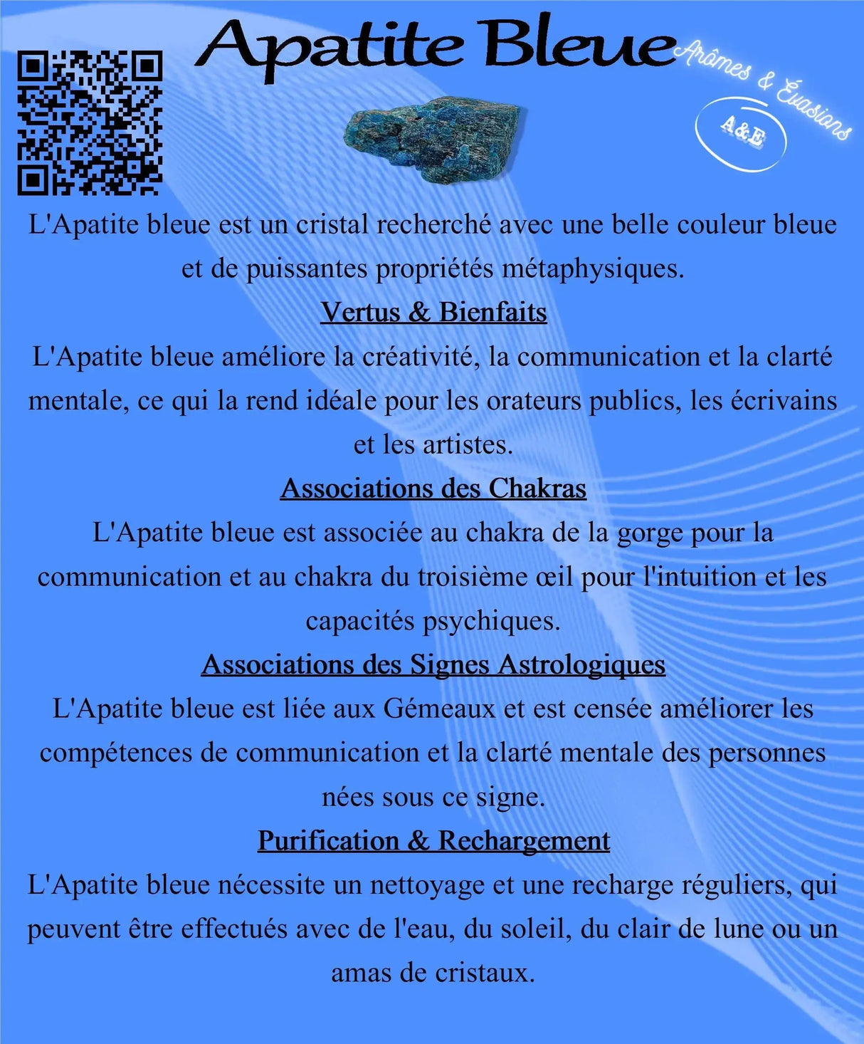 Descriptive Cards - Precious Stones & Crystals - Blue Apatite