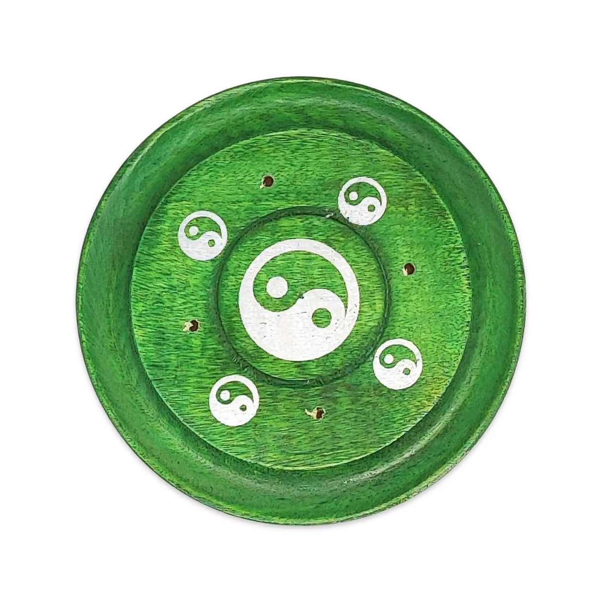 Incense Burner -Sticks -Mango Wood -Assorted Design Plates Green