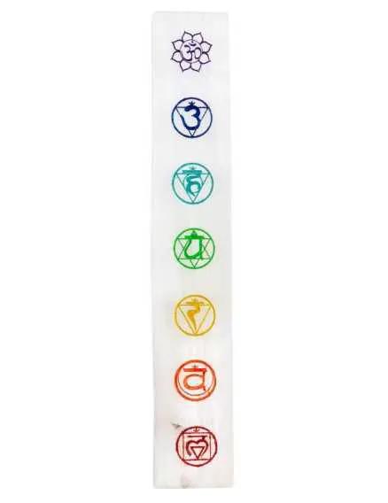 Metaphysical Tools - Crystal Charging - Selenite Plate with 7 Chakras