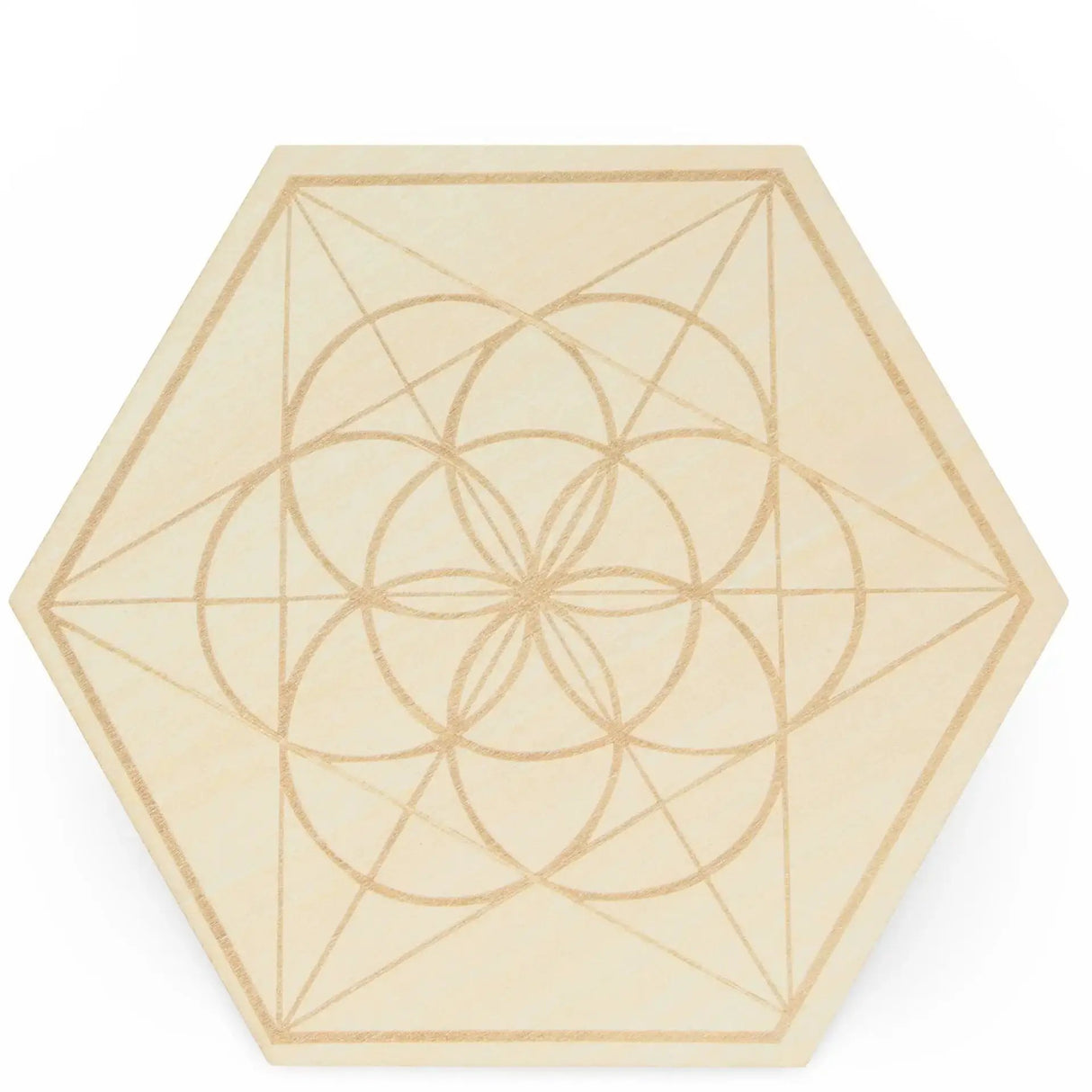 Metaphysical Tools - Wood Crystal Grid - Flower of Life - Small