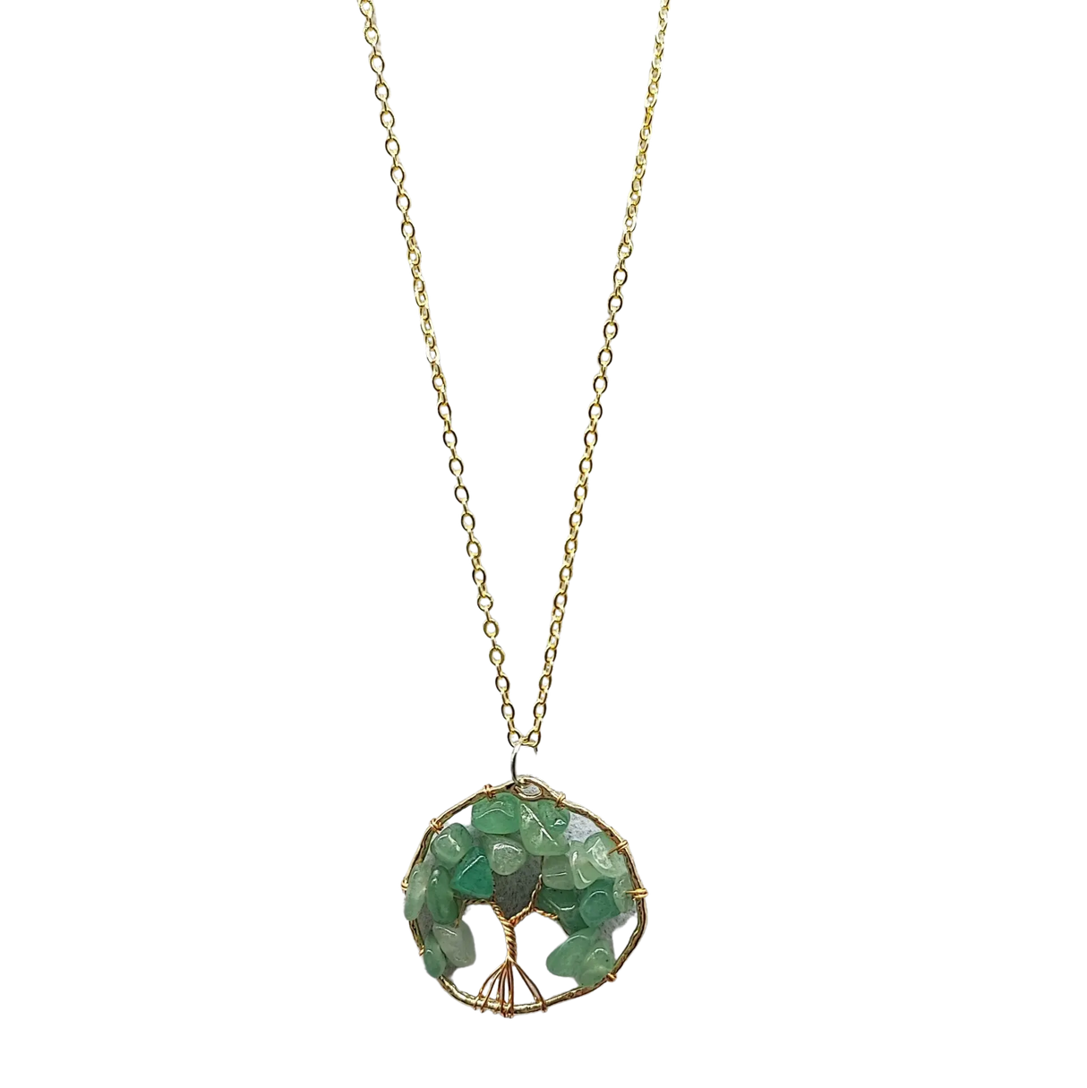 Necklace -Copper Wire Wrap -Tree of Life & Green Aventurine