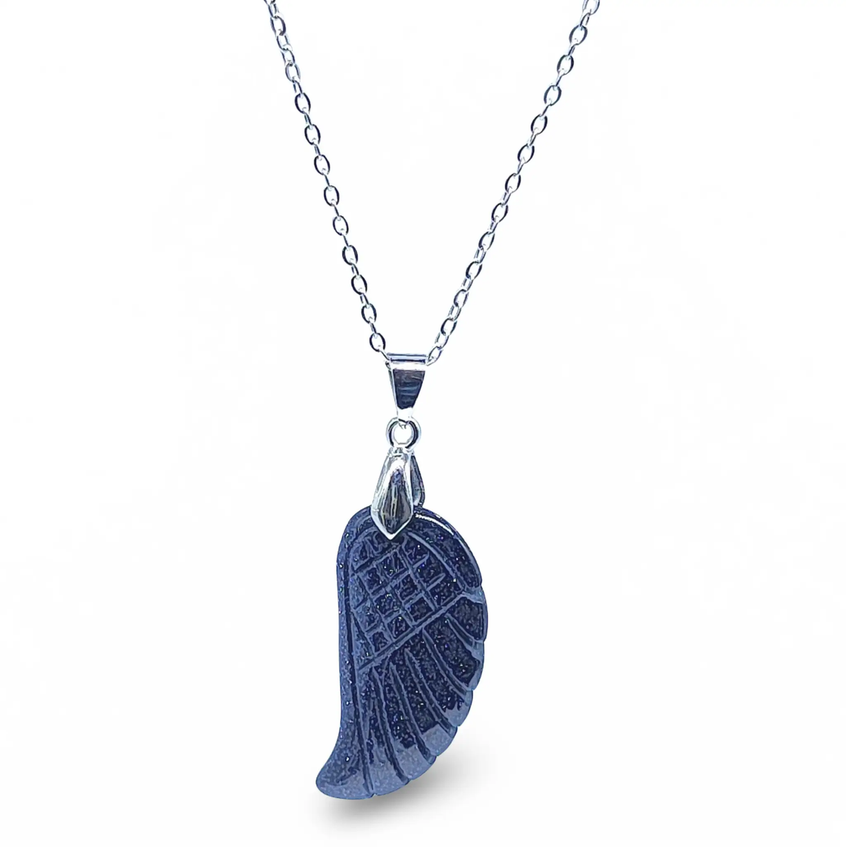Necklace - Gemstone - Angel Wings - Blue Goldstone