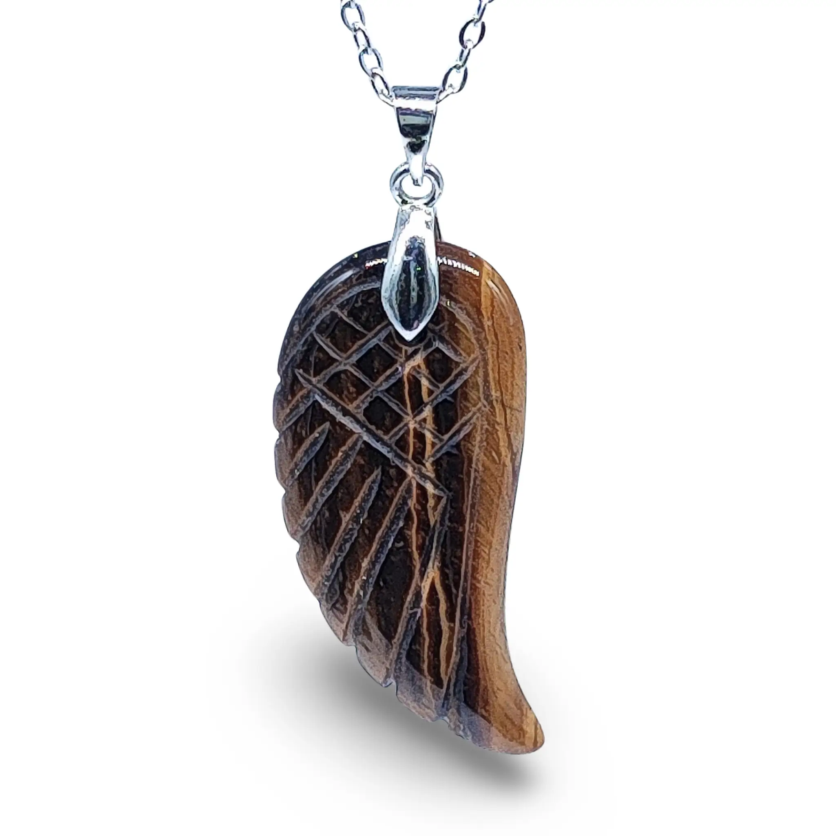 Necklace -Gemstone -Angel Wings -Tiger Eye