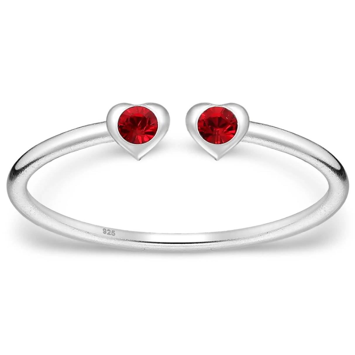 Toe Ring -925 Sterling Silver -Adjustable -Heart Shape Garnet