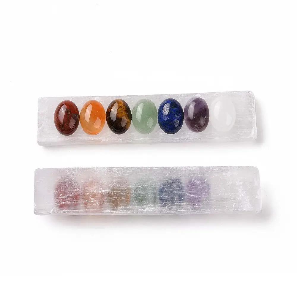 Metaphysical Tools - Crystal Charging - Selenite Plate with 7 Chakras - Small