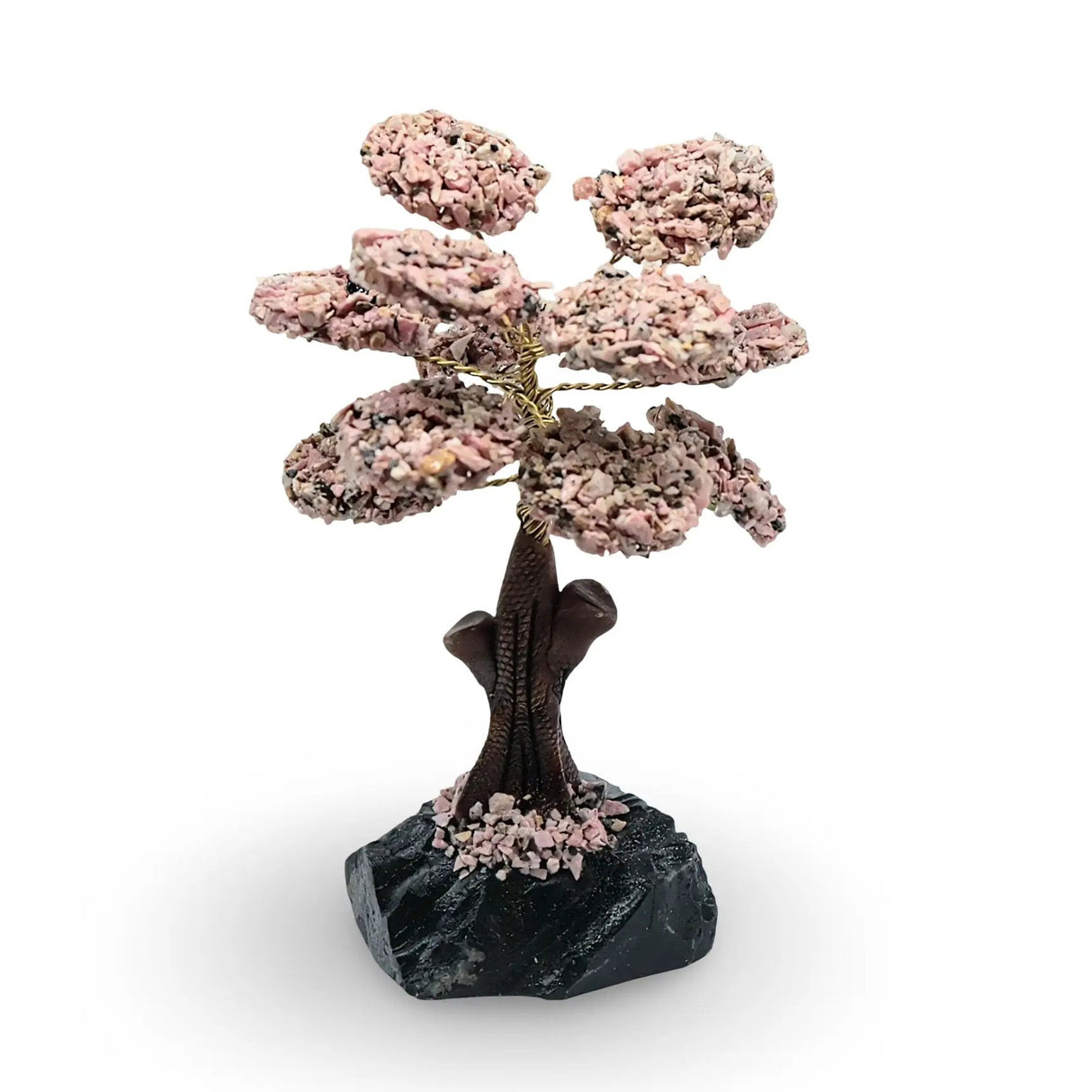Home Decor - Gem Tree - Rhodonite with Black Onyx Base - 4.75"H