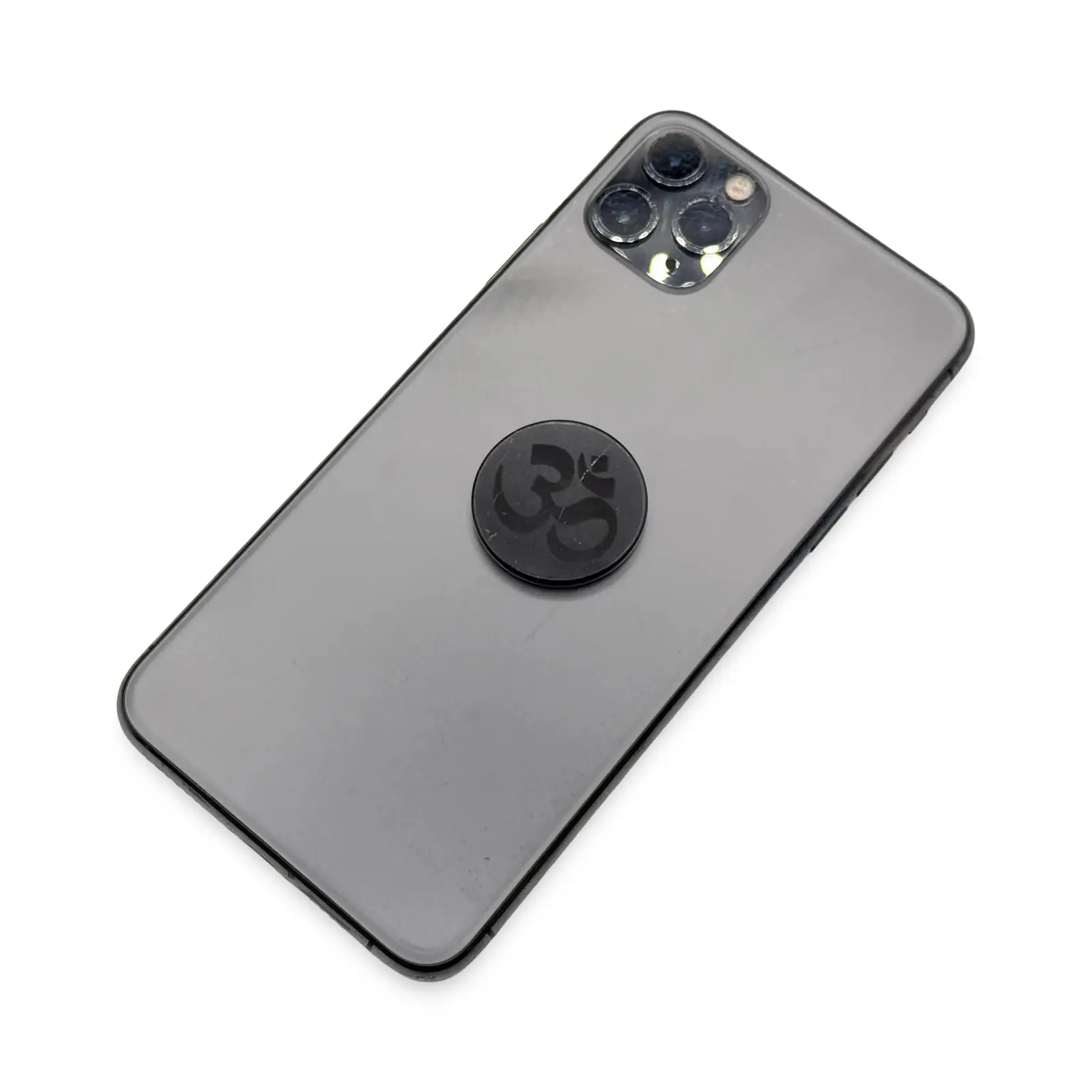 Stone - Shungite - Adhesive Tile - Engraved OM - 30mm