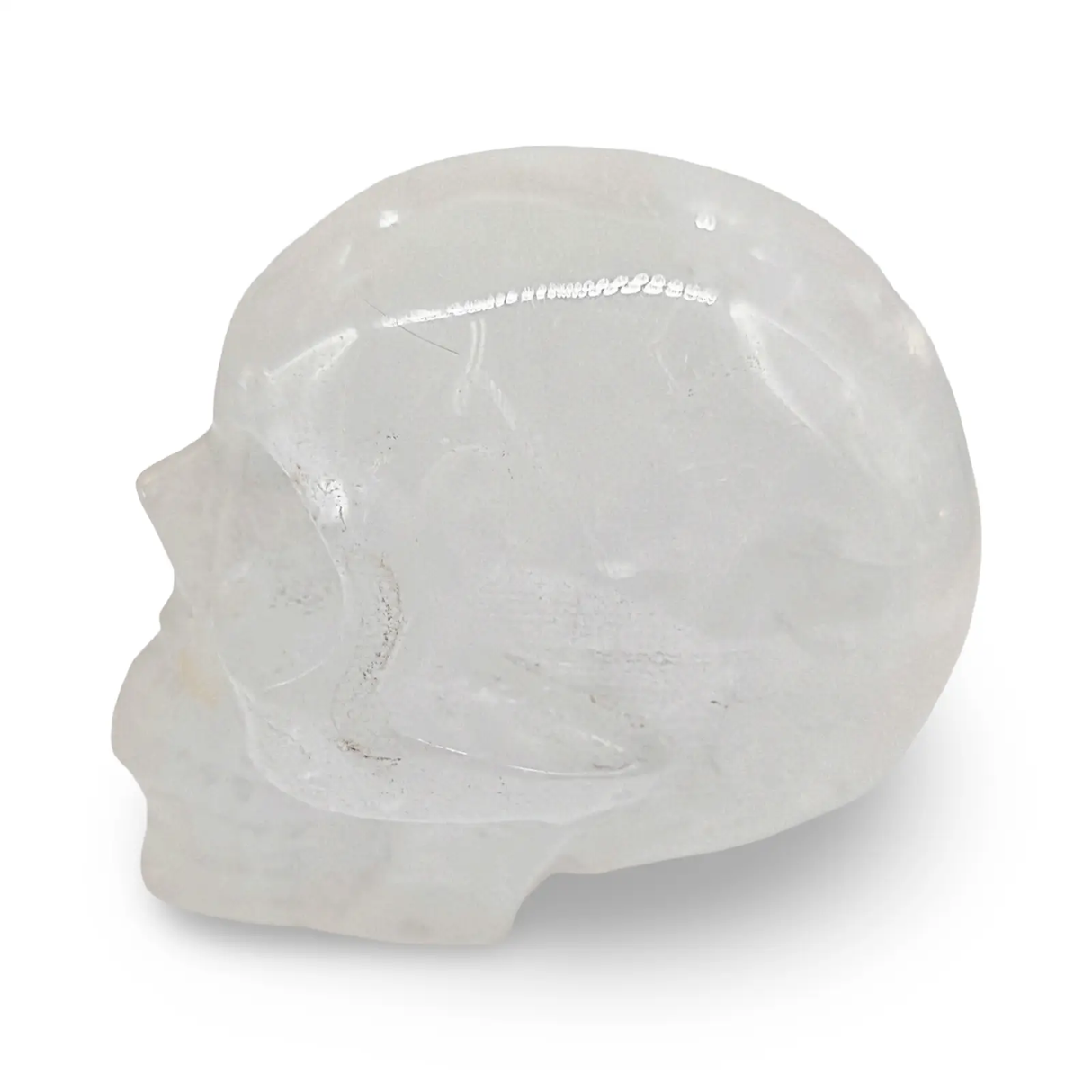 Skull sculpture in clear quartz, 3.5 inches, by Pür Sérénité.