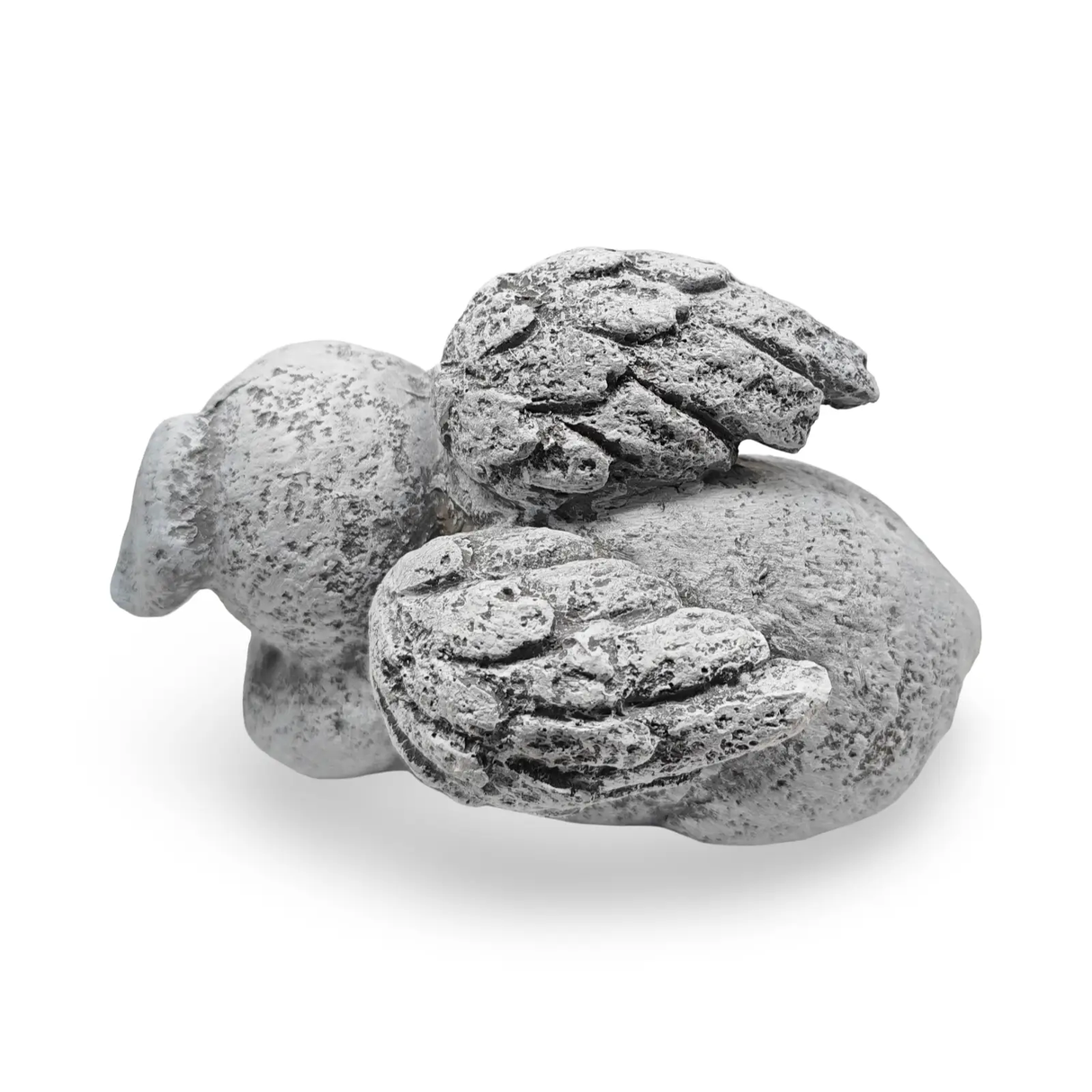 Home decor rock sculpture in grey; textured stone finish