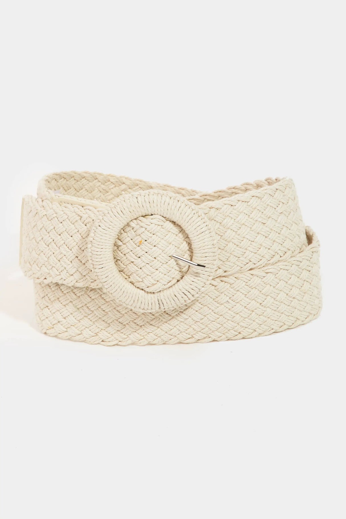 Collections by Fame Accessories - Monotone Hoop Buckle Braided Belt