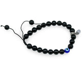 Bracelet - 2Pcs Set - Natural Howlite & Black Onyx with Evil Eye - Braided Matching Bracelets