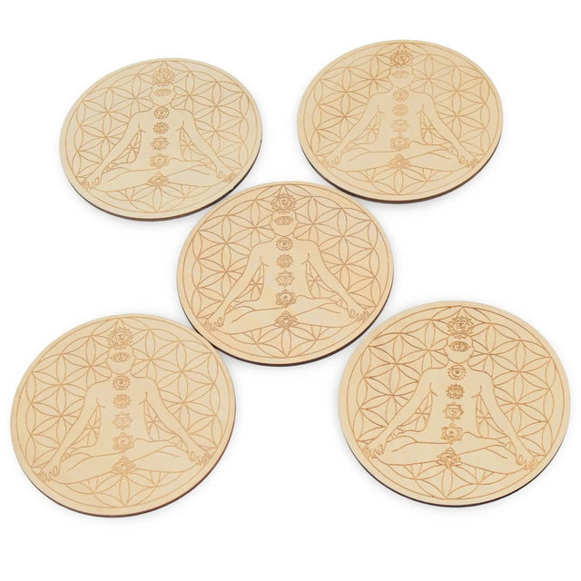 Home Decor - Wooden Coaster - 7 Chakras - Set of 5