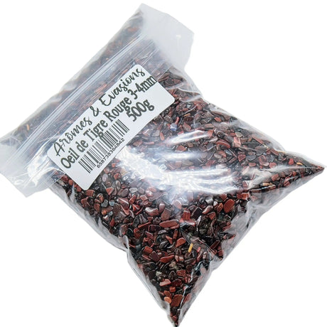 Stone - Tumbled Chips - Red Tiger Eye - 3 to 4mm 500 g