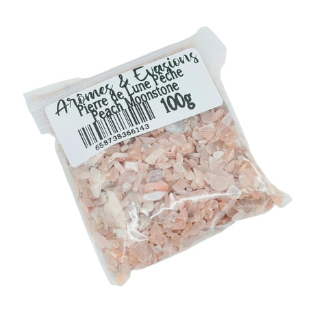 Stone - Tumbled Chips - Peach Moonstone - 3mm to 5mm 100 g