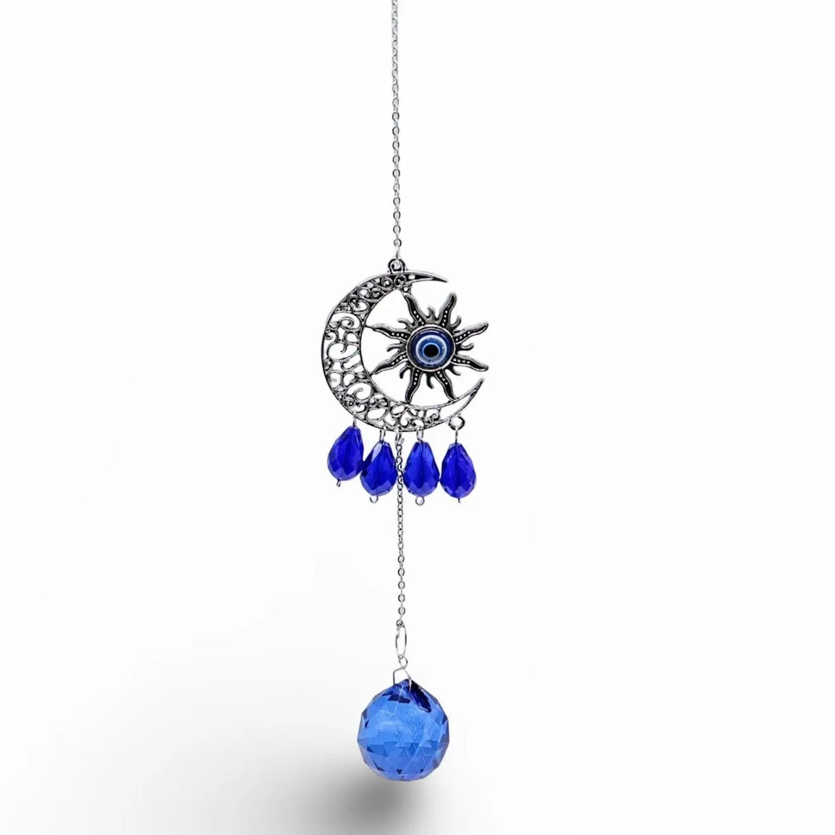 Home Decor - Suncatcher - Crystal Hanging Ornament - Moon, Sun & Evil Eye