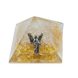 Pyramid - Citrine & Crystal Quartz with Archangel Uriel - 2.5"