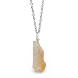Necklace - Natural Citrine - Silver Tone Copper Wire Wrapped