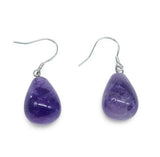 Earring - Natural Stone with 925 Sterling Silver Earring Hooks Amethyst