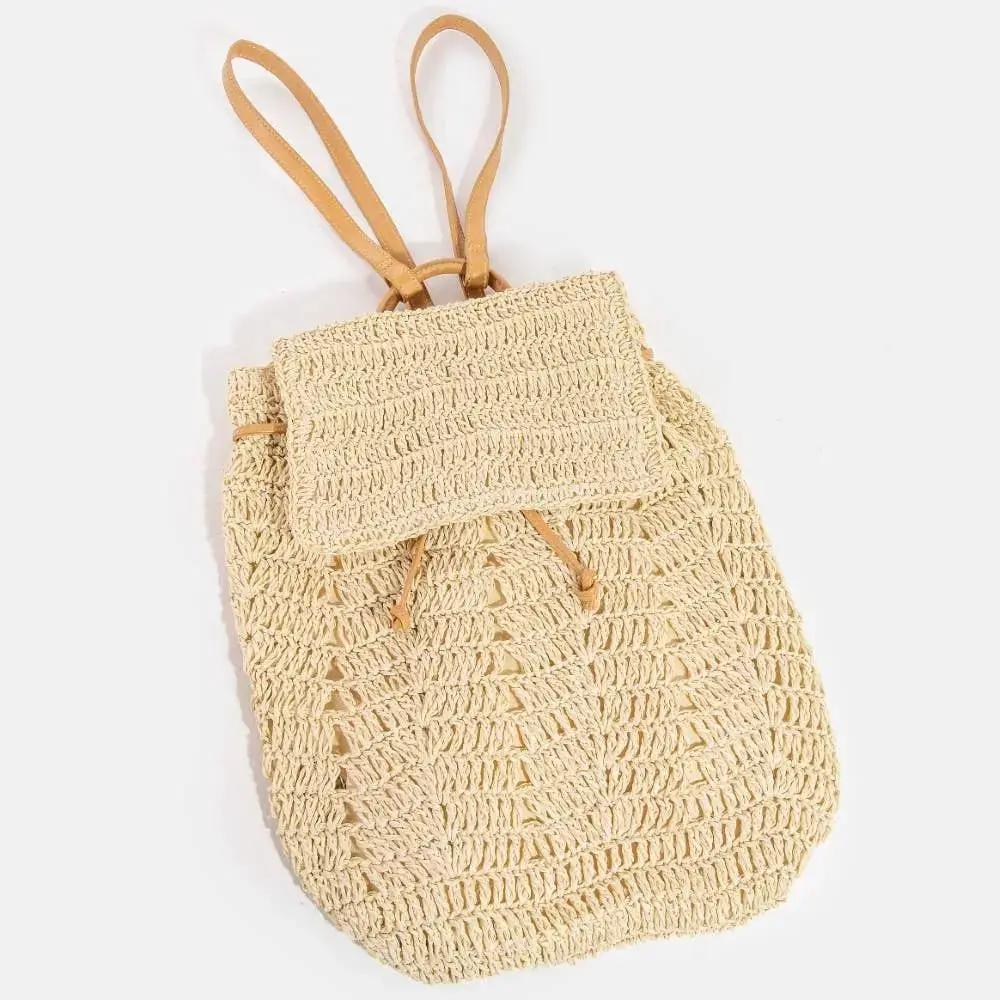Clothing & Accessories - Straw Braided Fashion Backpack