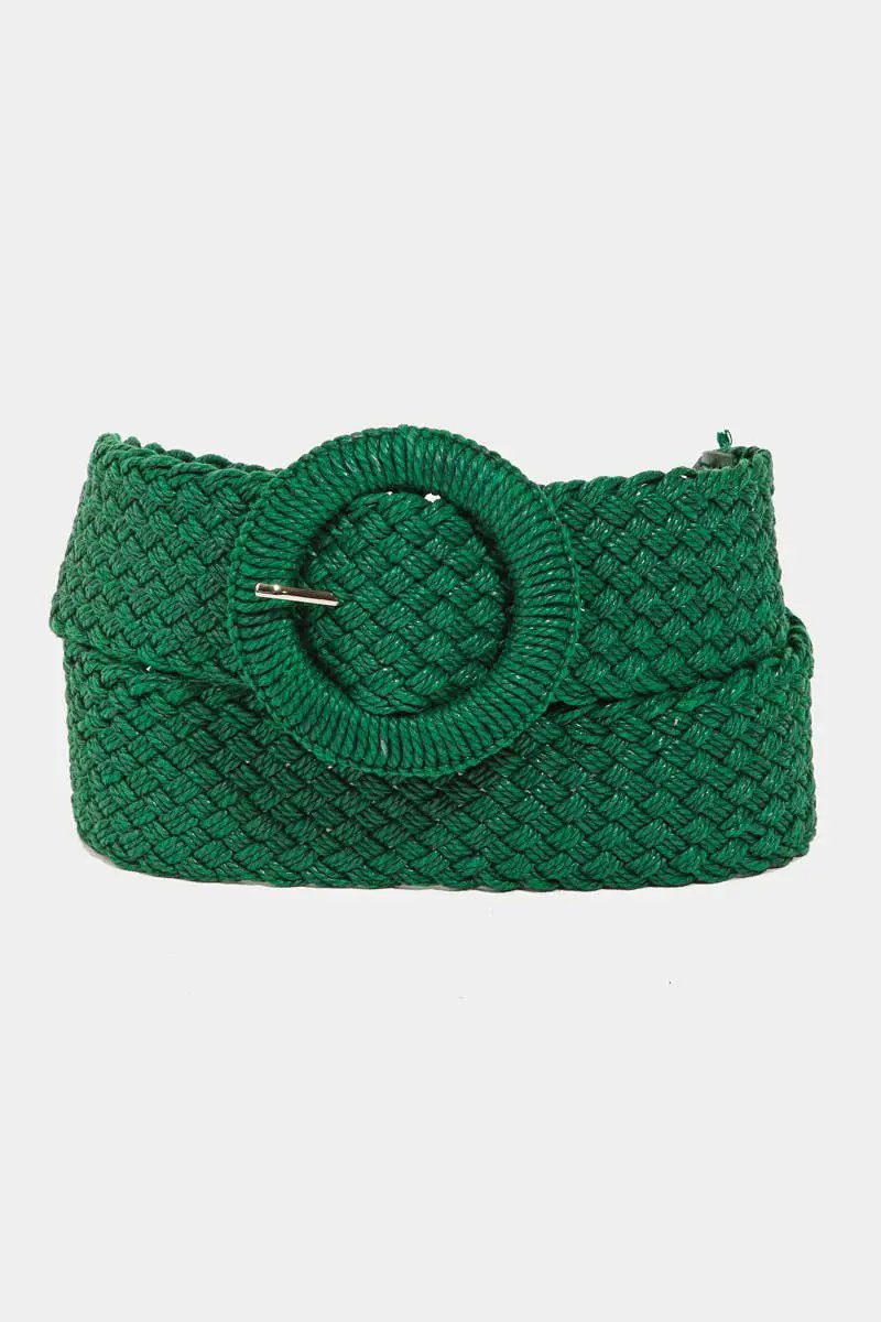 Collections by Fame Accessories - Monotone Hoop Buckle Braided Belt