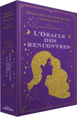 Pür Sérénité Astro Tarot Oracle box, purple with a gold silhouette of two faces, L'Oracle des Rencontres (French edition)