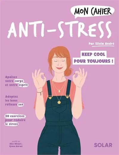 Livre Mon Cahier Anti-Stress, Pür Sérénité – print book with pink cover showing a meditating woman.