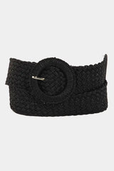 Collections by Fame Accessories - Monotone Hoop Buckle Braided Belt