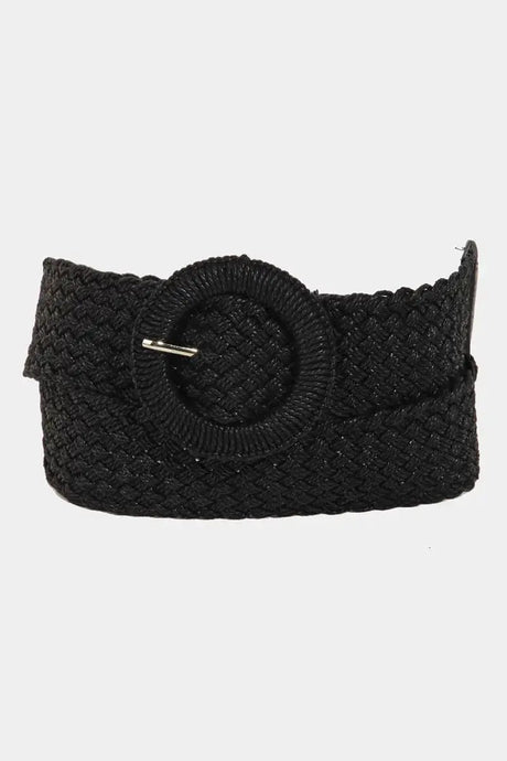 Collections by Fame Accessories - Monotone Hoop Buckle Braided Belt