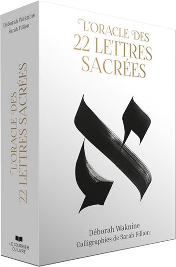 Astro Tarot Oracle box: L'Oracle des 22 Lettres Sacrées, white with gold title and black glyph; Courrier du Livre logo.