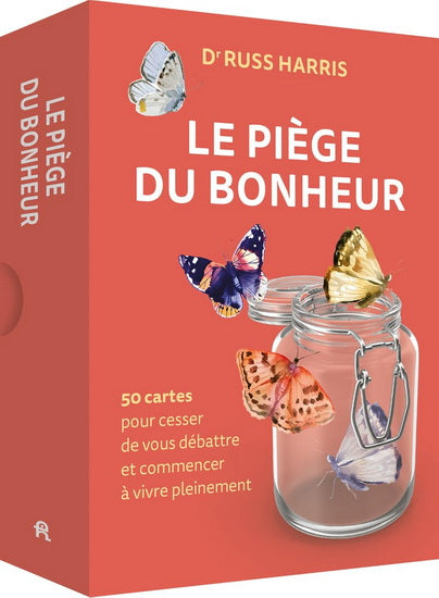 Astro Tarot Oracle Le Piège du Bonheur French Version Tarot Cards in coral box with butterflies around a glass jar