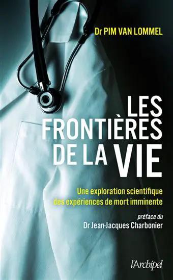 Livre Les Frontières de la Vie par Pür Sérénité, couverture médicale bleue avec stéthoscope