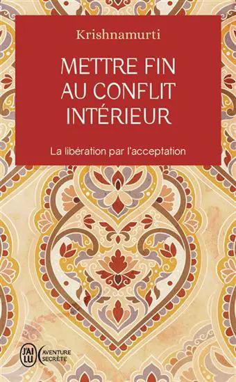 Livre Mettre Fin au Conflit Intérieur par Pür Sérénité, couverture rouge centrale sur motif beige