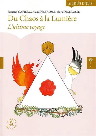 Livre Du Chaos à la Lumière, pink cover with triangle motif, red flower and two birds