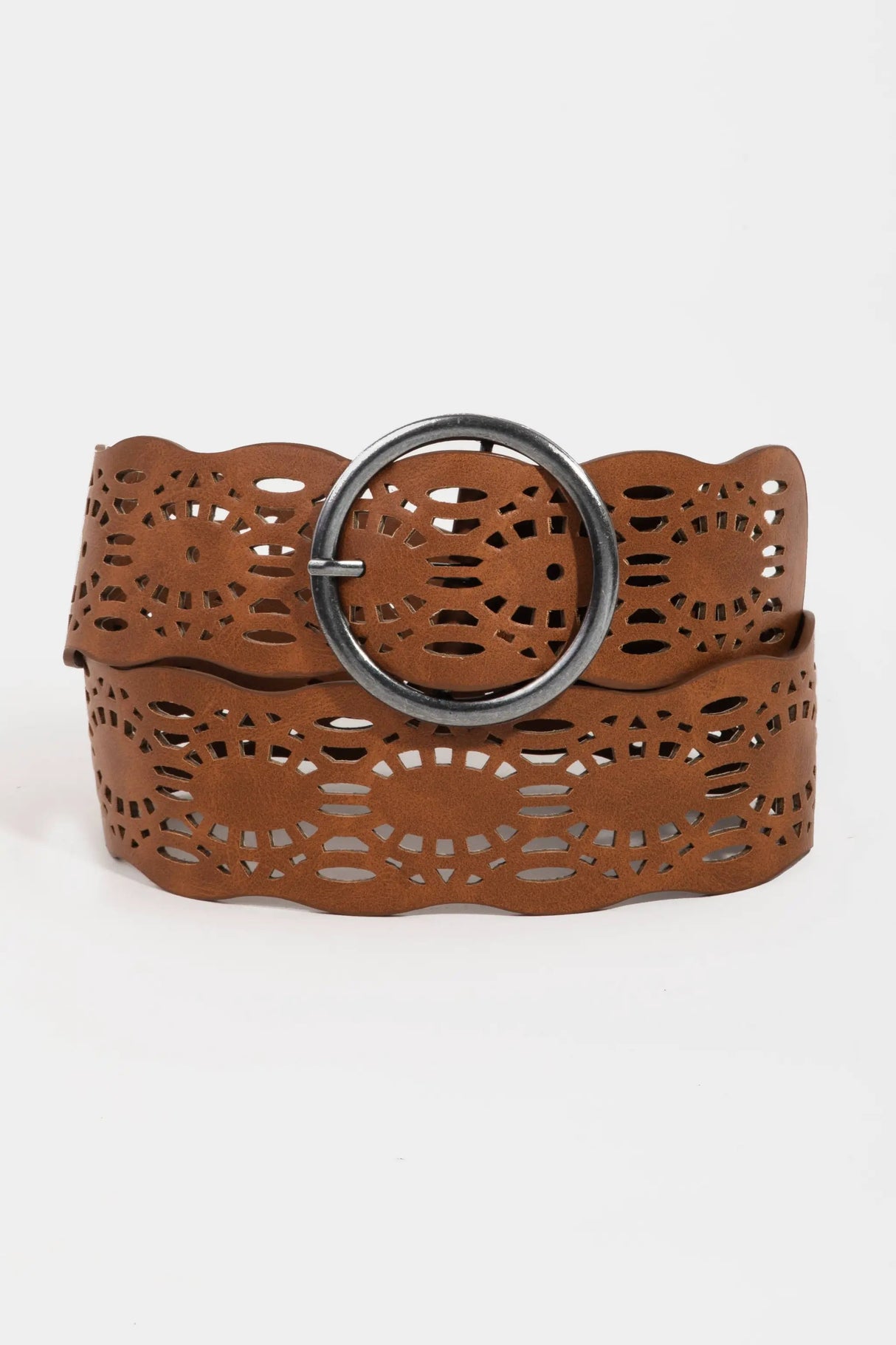 Collections by Fame Accessories - Hollow Pattern Faux Leather Belt