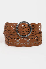 Collections by Fame Accessories - Hollow Pattern Faux Leather Belt