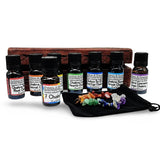 7 Chakras essential oil & bracelet deluxe gift set in a wooden box, limited edition.