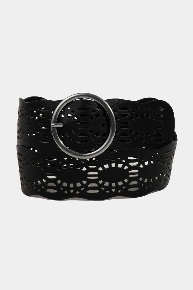 Collections by Fame Accessories - Hollow Pattern Faux Leather Belt