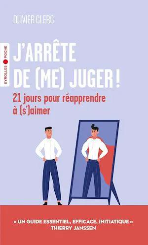 Livre J'arrête de me juger, Pür Sérénité, couverture violet clair avec deux hommes et miroir