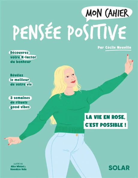 Livre Mon Cahier Pensée Positive par Pür Sérénité sur couverture turquoise illustrée