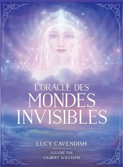 Astro Tarot Oracle deck cover in purple-blue gradient, L'Oracle des Mondes Invisibles, French Version